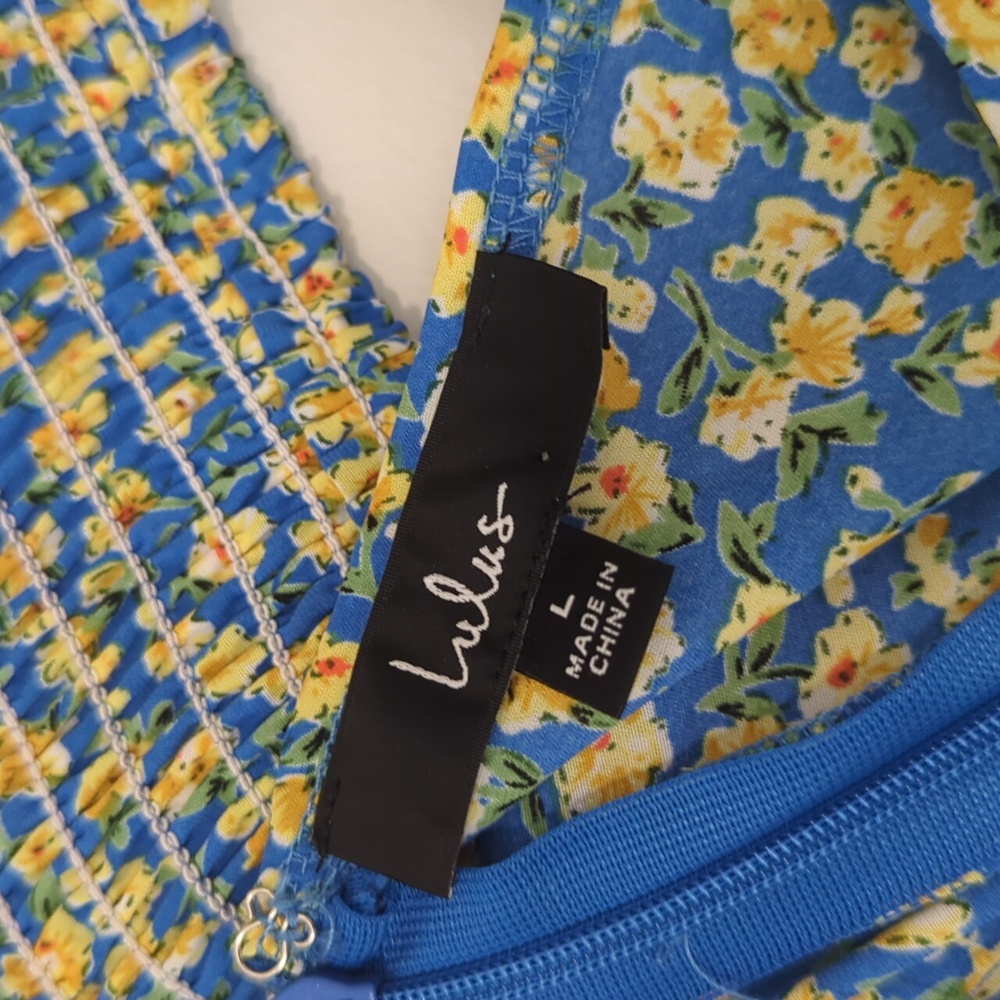 Lulus Blue Floral Print Cutout Midi Dress - Picture 10 of 12